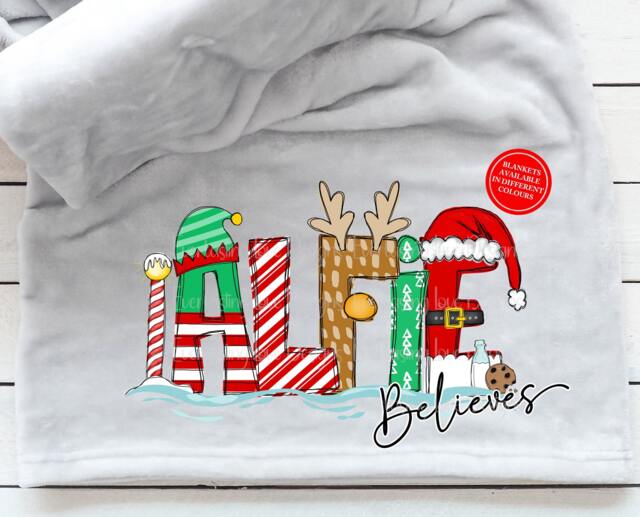 Personalised Family Blanket, Christmas Movie Fleece Eve Night, Snuggle Stocking Filler, Custom Throw - image 1
