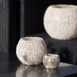 Wind Light Handmade in Spain-Fracture Solid Fiberlascubus With Shells Snail Shape - Color Cream - thumbnail 2