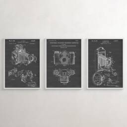 Photography Camera Patent Poster, Photo Studio Vintage Wall Art, Inventions Blueprint, Photographer Gift, Set Of 3 Prints - thumbnail 2