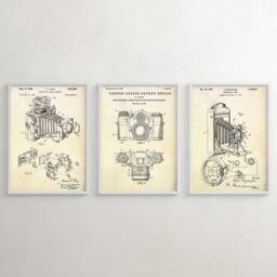 Photography Camera Patent Poster, Photo Studio Vintage Wall Art, Inventions Blueprint, Photographer Gift, Set Of 3 Prints - thumbnail 1