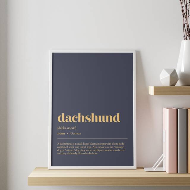 Dachshund Definition Print - Customisable Dog Illustration Wall Art Minimalist Home Office Decor - image 1