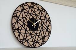 Felt Wall Clock Polygonal - & Wood Living Room Clock, Silent Natural Oak Gift For Home, Home Decor, Modern Clocks - thumbnail 1