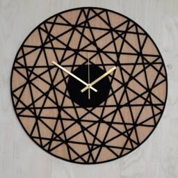 Felt Wall Clock Polygonal - & Wood Living Room Clock, Silent Natural Oak Gift For Home, Home Decor, Modern Clocks - thumbnail 2