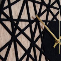 Felt Wall Clock Polygonal - & Wood Living Room Clock, Silent Natural Oak Gift For Home, Home Decor, Modern Clocks - thumbnail 3