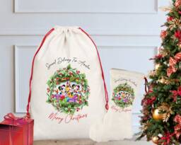 Personalised Mickey & Friends Christmas Sack/stocking, Santa Sack, Eve, Eve Box, Donald, Minnie, Goofy, Gift