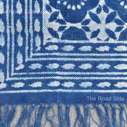 Cotton Indigo Blue Hand Block Print Runner Indian Rug - Washble Pure Rug Dhurrie - thumbnail 2