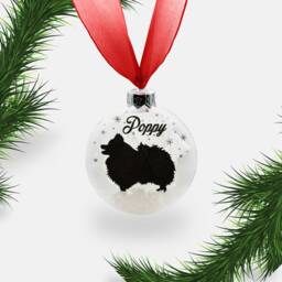 Pomeranian Dog Personalised Ornament - Custom Glass Christmas Bauble