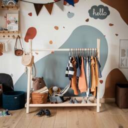 Storage Rack For Kids Shop Display Garment Wood Clothes With Storage, Toddler Wardrobe Montessori Wardrobe, Open - thumbnail 2