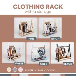 Storage Rack For Kids Shop Display Garment Wood Clothes With Storage, Toddler Wardrobe Montessori Wardrobe, Open - thumbnail 4