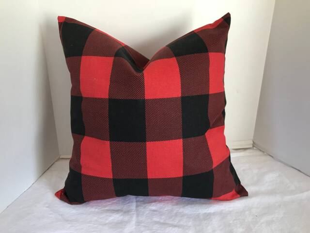 Pillow Cover Black & Red Buffalo Check Farmhouse Plaid Choose Size - image 1