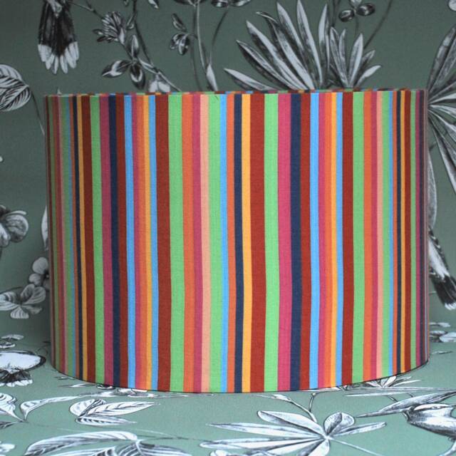 Handmade Organic Cotton Striped Lampshade Rainbow Home Decor - image 1
