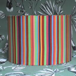 Handmade Organic Cotton Striped Lampshade Rainbow Home Decor - thumbnail 1