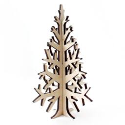 Pocket-Sized Wooden Christmas Tree - 15cm Laser-Cut Birch Plywood Tabletop Unique Postcard-Sized Holiday Decor - thumbnail 3