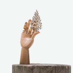 Pocket-Sized Wooden Christmas Tree - 15cm Laser-Cut Birch Plywood Tabletop Unique Postcard-Sized Holiday Decor - thumbnail 2