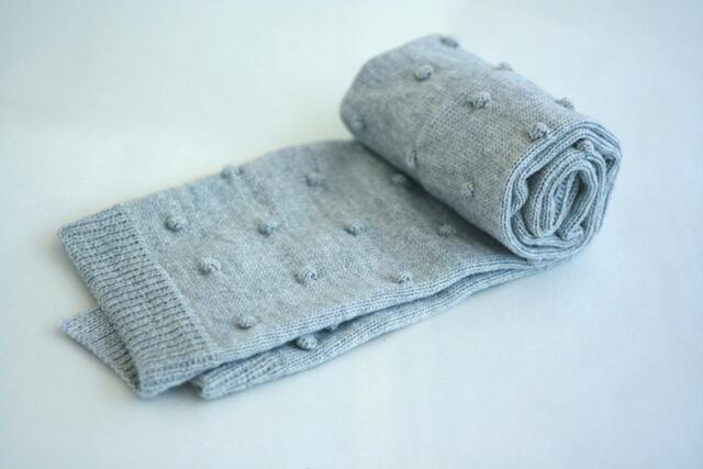Light Grey Popcorn Knit Baby Blanket in Alpaca Blend Yarn, For A Boy Or Girl - image 1