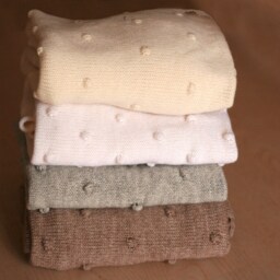 Light Grey Popcorn Knit Baby Blanket in Alpaca Blend Yarn, For A Boy Or Girl - thumbnail 3