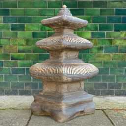 Large Bronze Pagoda Statue Concrete Temple Lantern Sculpture For Garden Asian Inspired Decor Outdoor Zen Ornament Cement Figurine