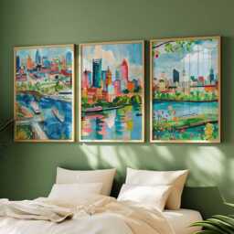 Set Of 3 Columbus Ohio Posters, Travel Posters Set, Prints, Wall Art, City Decor, Skyline Print - thumbnail 3