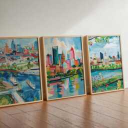 Set Of 3 Columbus Ohio Posters, Travel Posters Set, Prints, Wall Art, City Decor, Skyline Print - thumbnail 2