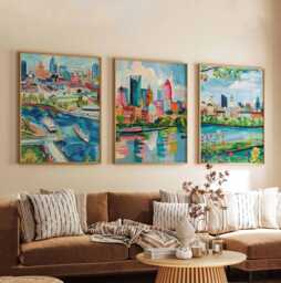 Set Of 3 Columbus Ohio Posters, Travel Posters Set, Prints, Wall Art, City Decor, Skyline Print - thumbnail 1