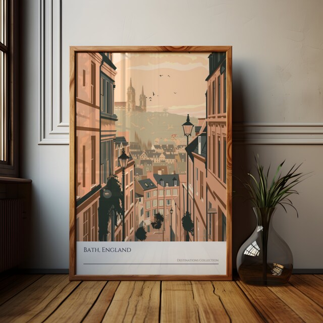Bath England Art Print Vintage Cityscape Travel Poster - image 1