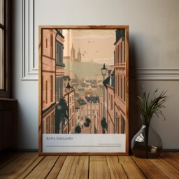Bath England Art Print Vintage Cityscape Travel Poster - thumbnail 1