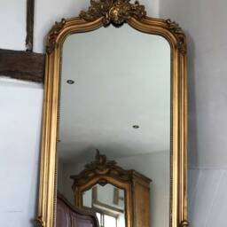 statement Arched Large Antique Gold Gilt French Arch Over Mantle Hall Wall Leaner Mirror 5Ft - thumbnail 2