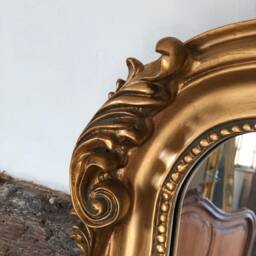 statement Arched Large Antique Gold Gilt French Arch Over Mantle Hall Wall Leaner Mirror 5Ft - thumbnail 4