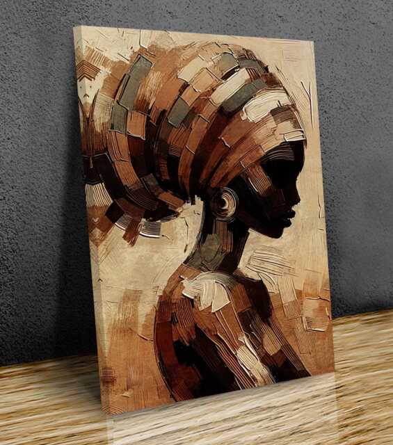 African Portrait Ladies Rustic Background Wall Art Canvas Prints Framed On Bars Art, Hangings, Mounted Print - image 1