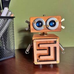 Wooden Robot Desk Decor Funny Geek Gift For College Students - thumbnail 1