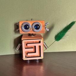Wooden Robot Desk Decor Funny Geek Gift For College Students - thumbnail 3