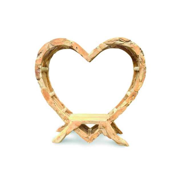 Teak Driftwood Heart Love Bench With Seat 180cm - image 1