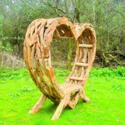 Teak Driftwood Heart Love Bench With Seat 180cm - thumbnail 3