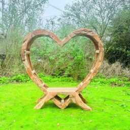 Teak Driftwood Heart Love Bench With Seat 180cm - thumbnail 2