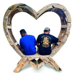 Teak Driftwood Heart Love Bench With Seat 180cm - thumbnail 4