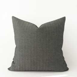 Charcoal Black Herringbone Pillow Cover - Cotton Canvas Decorative Cushion With Pattern - thumbnail 1