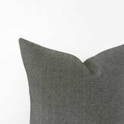 Charcoal Black Herringbone Pillow Cover - Cotton Canvas Decorative Cushion With Pattern - thumbnail 3