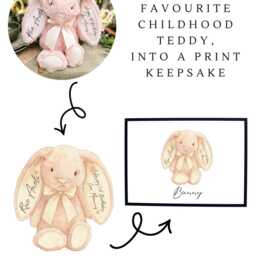Personalised Favourite Childhood Teddy Print, Wall Christmas Gifts, Bear Artwork, Toy Illustration, Nursery Decor - thumbnail 3