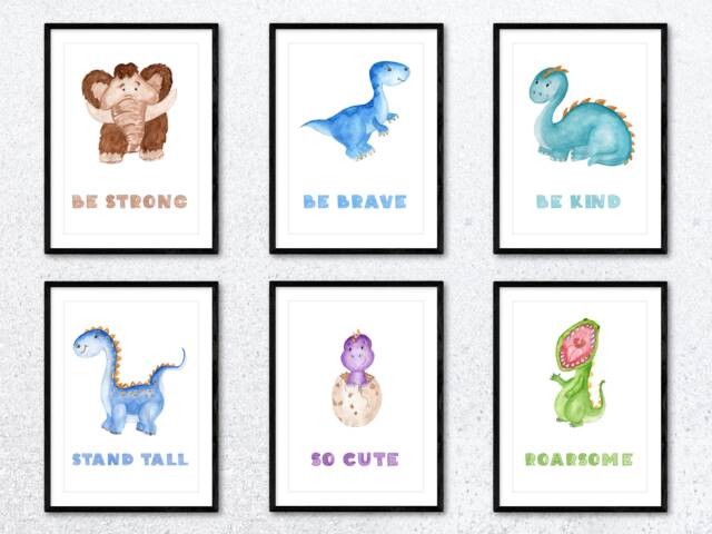 Dinosaur Watercolour Wall Art Poster Print. Choose From 9 Designs. Lovely Gift Idea. Baby Girl Boy Bedroom, Nursery - image 1