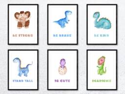 Dinosaur Watercolour Wall Art Poster Print. Choose From 9 Designs. Lovely Gift Idea. Baby Girl Boy Bedroom, Nursery - thumbnail 1
