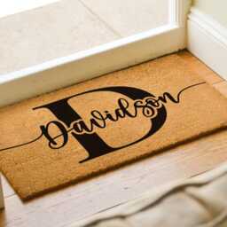Monogram Family Surname Rug - Customisable Welcome Door Mat Housewarming Gift Personalized Custom Doormat Closing Porch Decor - thumbnail 2