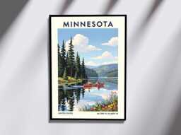 Minnesota Lake Poster - Wall Art Us State Gift For Traveller Usa Travel Print America Decor - thumbnail 1