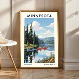 Minnesota Lake Poster - Wall Art Us State Gift For Traveller Usa Travel Print America Decor - thumbnail 2