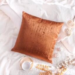 Cinnamon Copper Rust Boho Pillow, Modern Farmhouse Throw Pillow Cover, Satin Blend Geometric Pattern Cushion Covers, Silk Embroidered - thumbnail 2