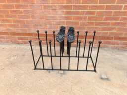Handmade 8 Pair Wellington Boot Welly Rack Stand Storage Black Wrought Iron Steel Metal Welded Free Standing - thumbnail 1