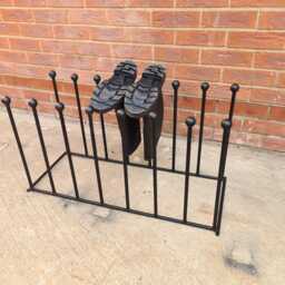 Handmade 8 Pair Wellington Boot Welly Rack Stand Storage Black Wrought Iron Steel Metal Welded Free Standing - thumbnail 2