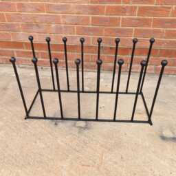Handmade 8 Pair Wellington Boot Welly Rack Stand Storage Black Wrought Iron Steel Metal Welded Free Standing - thumbnail 3