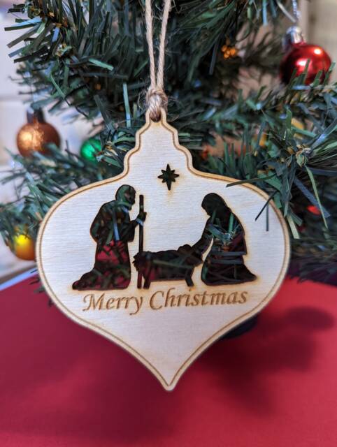 Wood Christmas Ornament - Nativity Tree Religious - image 1
