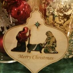 Wood Christmas Ornament - Nativity Tree Religious - thumbnail 3
