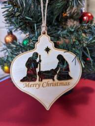 Wood Christmas Ornament - Nativity Tree Religious - thumbnail 1